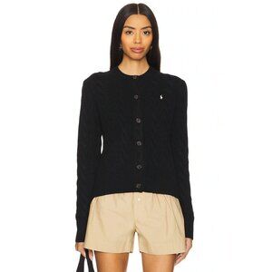Polo Ralph Lauren Cable-knit Wool-cashmere Cardigan Polo Black